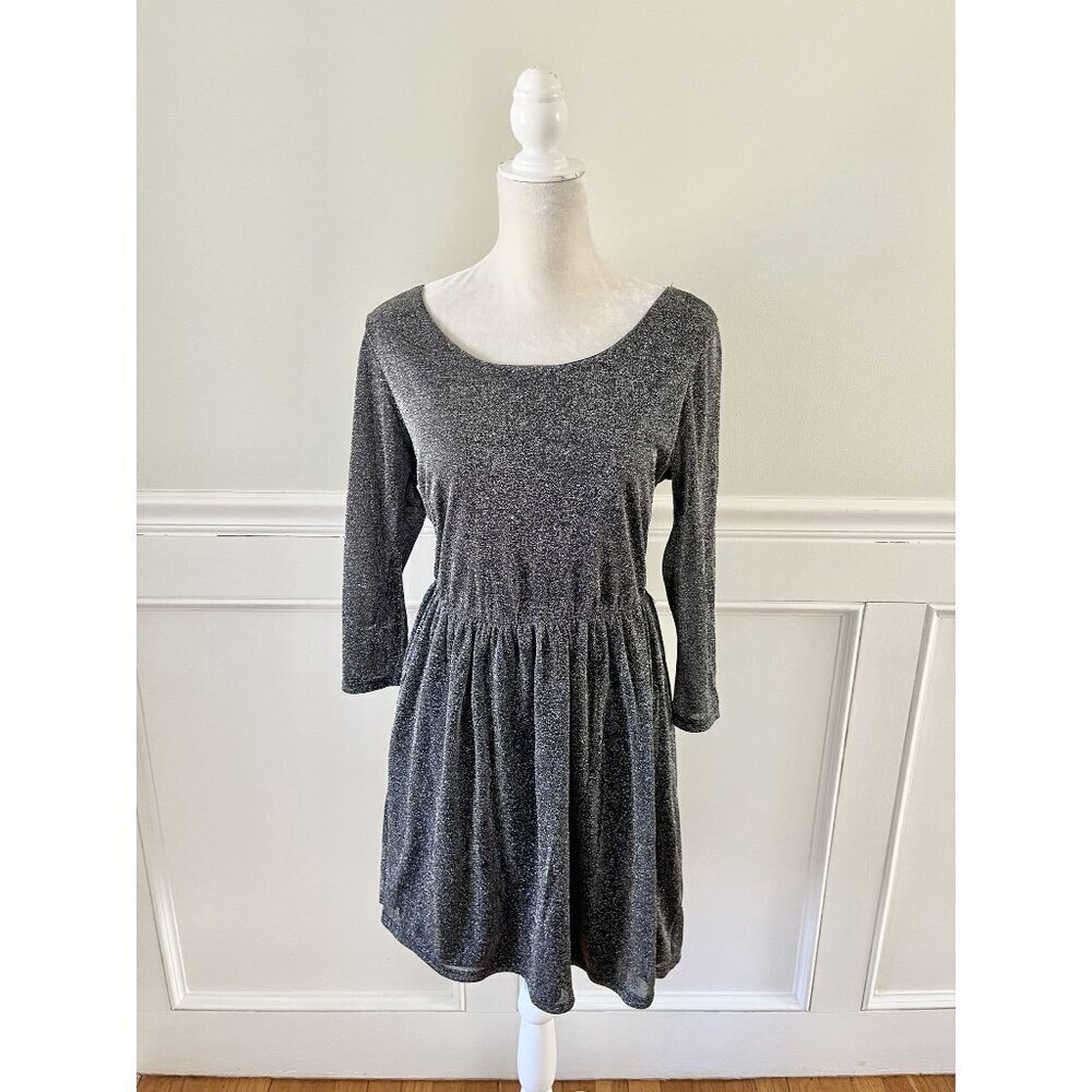 Forever 21 Plus Size Silver Metallic Strappy Back Dress Size XL